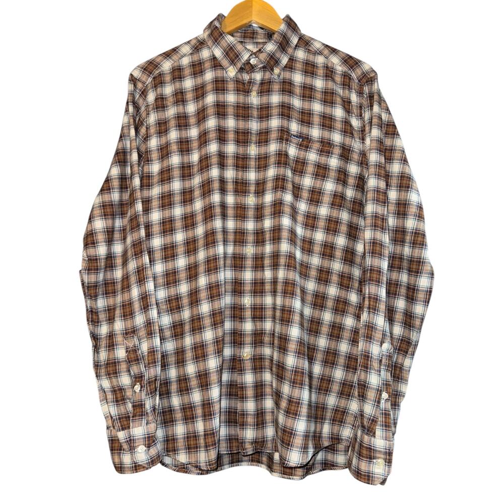 Barbour Plaid Button Down Long Sleeve Shirt Men's Medium Tailored Fit Outdoor
